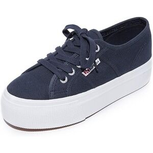 Superga‎ Women's 2730-Cotu Trainers Navy – Canvas Flatform Sneakers Size 8